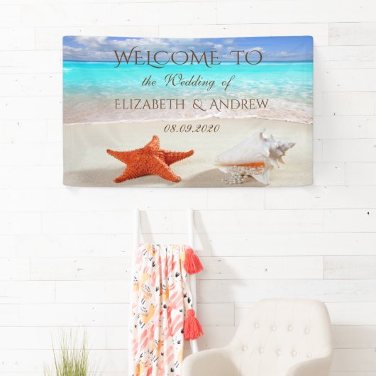 Beach Wedding Seashells Wedding Banner (Insitu)