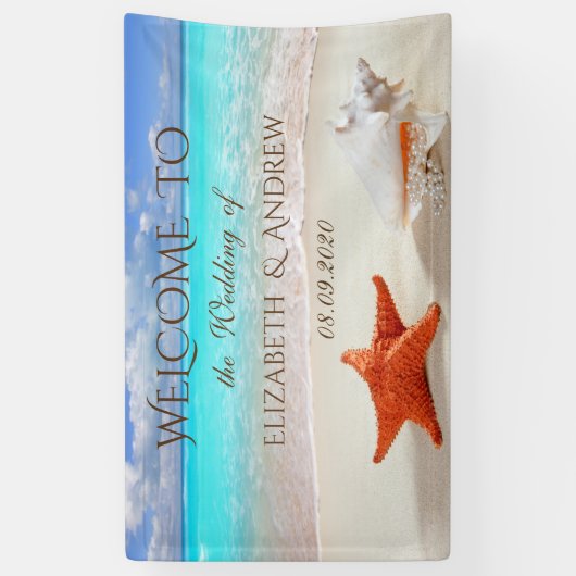 Beach Wedding Seashells Wedding Banner (Verticaal)