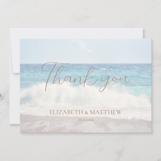 Beach Wedding Seaside/Oceanside Thank You Card Bedankkaart (Voorkant)
