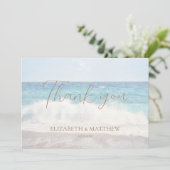 Beach Wedding Seaside/Oceanside Thank You Card Bedankkaart (Staand voorkant)