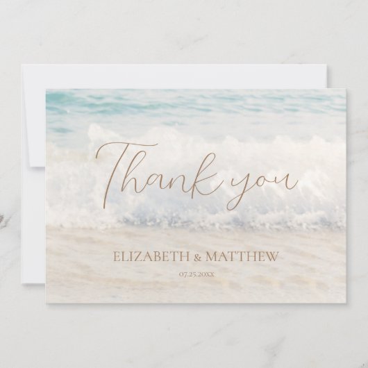 Beach Wedding Seaside/Oceanside Thank You Card Bedankkaart (Voorkant)