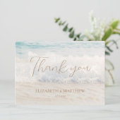 Beach Wedding Seaside/Oceanside Thank You Card Bedankkaart (Staand voorkant)
