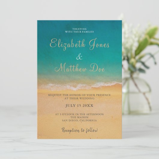 Beach Wedding - Seaside/Oceanside Wedding Kaart (Staand voorkant)