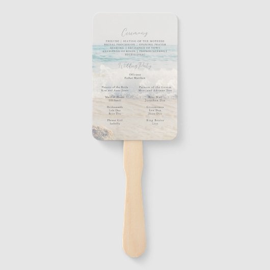 Beach Wedding Seaside/Oceanside Wedding Program Handwaaier (Achterkant)