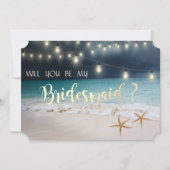 Beach Wedding Seastars Lights Bridesmaid Kaart (Voorkant)