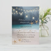 Beach Wedding, Seastars String Lights Reception Kaart (Staand voorkant)