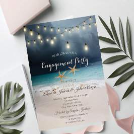 Beach Wedding, Seastars String Lights Verloving Kaart