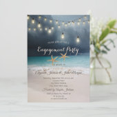 Beach Wedding, Seastars String Lights Verloving Kaart (Staand voorkant)