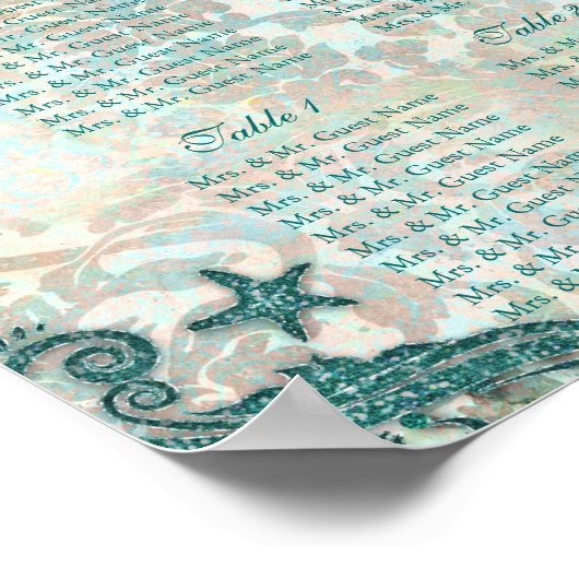 Beach Wedding Seating Chart Dolphin Poster (Hoek)