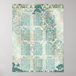 Beach Wedding Seating Chart Dolphin Poster