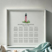 Beach Wedding SEATING CHART Lighthouse Poster