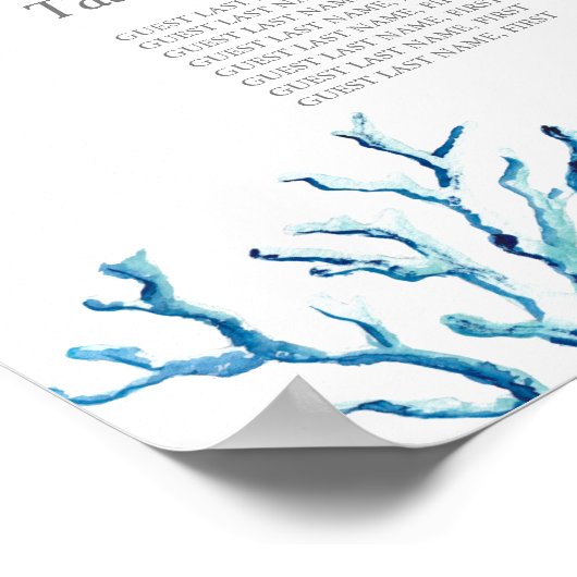 Beach Wedding SEATING CHART, Starfish Coral Poster (Hoek)