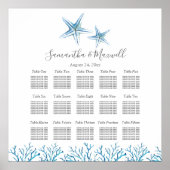 Beach Wedding SEATING CHART, Starfish Coral Poster (Voorkant)