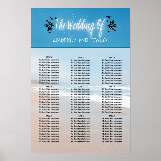 Beach Wedding Seating Charts Poster (Voorkant)