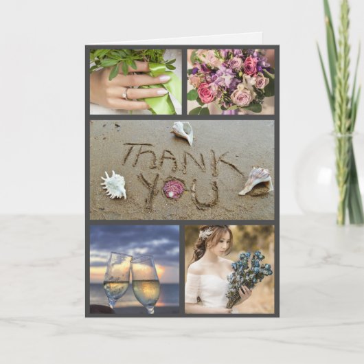 Beach Wedding Shells Heart Hartelijk dank Feestdagen Kaart (Voorkant)
