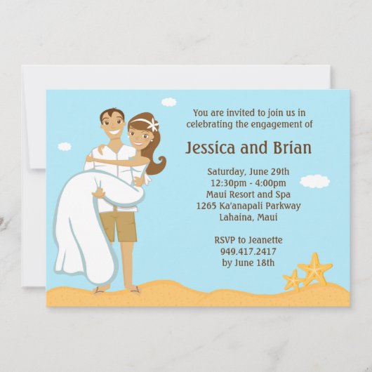 Beach Wedding Shower-uitnodiging Kaart (Voorkant)