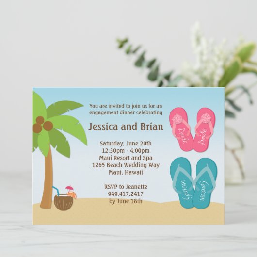 Beach Wedding Shower-uitnodiging Kaart (Staand voorkant)