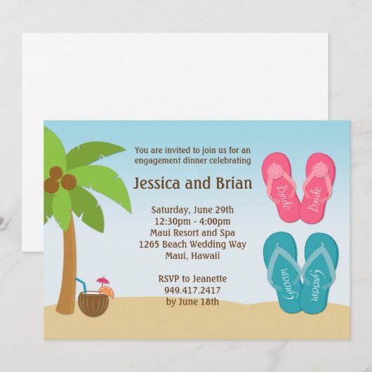 Beach Wedding Shower-uitnodiging Kaart (Voorkant / Achterkant)