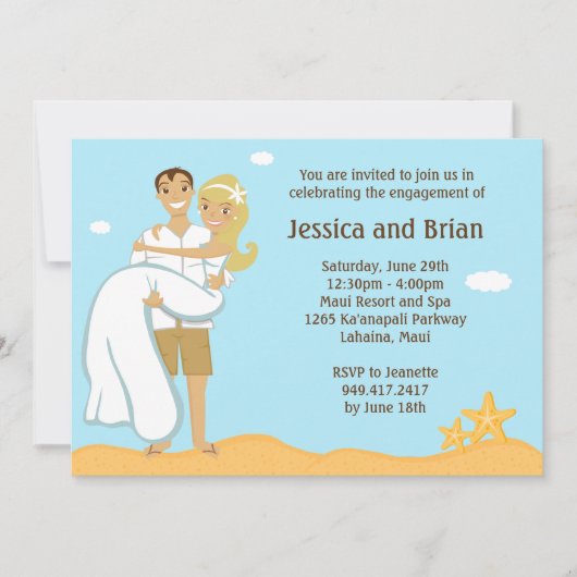 Beach Wedding Shower-uitnodiging Kaart (Voorkant)