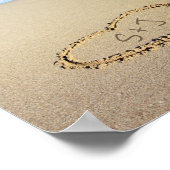 Beach Wedding Sign Guestbook Sand Heart Initialen Poster (Hoek)