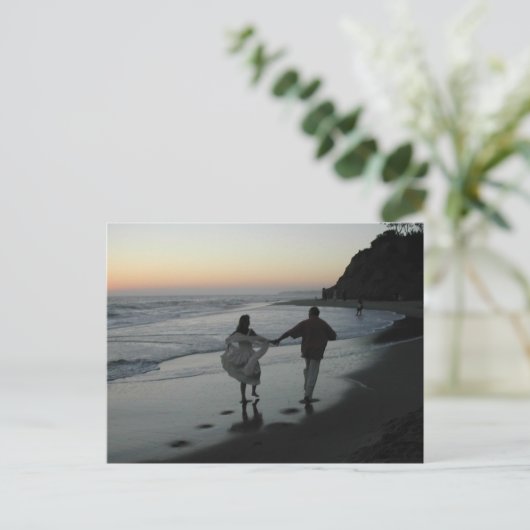 Beach Wedding Silhouette Briefkaart (Staand voorkant)