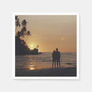 Beach Wedding Silhouette Foto Servetten