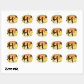 Beach Wedding Silhouette Ronde Sticker (Vel)