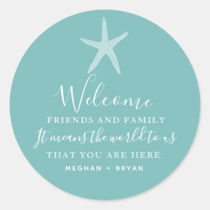 Beach Wedding Starfish Bedankt voor je huwelijk. Ronde Sticker