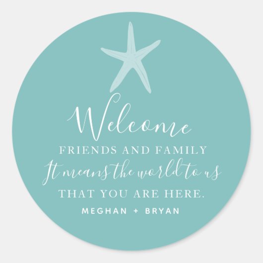 Beach Wedding Starfish Bedankt voor je huwelijk. Ronde Sticker (Voorkant)