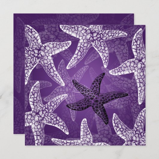 Beach Wedding Starfish Paars Kaart (Voorkant / Achterkant)