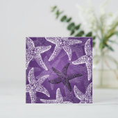Beach Wedding Starfish Paars Kaart (Staand voorkant)