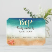 Beach Wedding, Starfish RSVP Kaart (Staand voorkant)