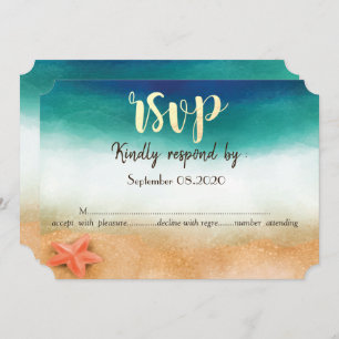 Beach Wedding, Starfish RSVP Kaart