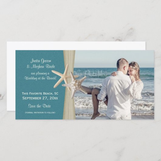 Beach Wedding Starfish Save the Date Photo (Voorkant / Achterkant)