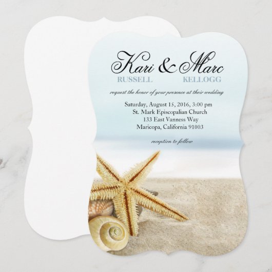 Beach Wedding Starfish Seashells Ocean Kaart (Voorkant / Achterkant)