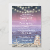 Beach Wedding Starfish String Lights Mason Jar Kaart (Voorkant)