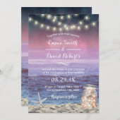Beach Wedding Starfish String Lights Mason Jar Kaart (Voorkant / Achterkant)