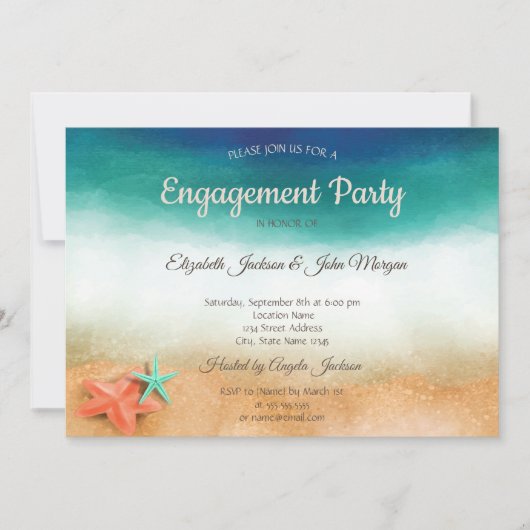 Beach Wedding, Starfish Verloving Kaart (Voorkant)