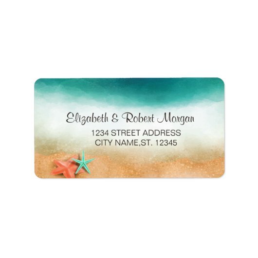 Beach Wedding Starfish Weddenschap Label (Voorkant)