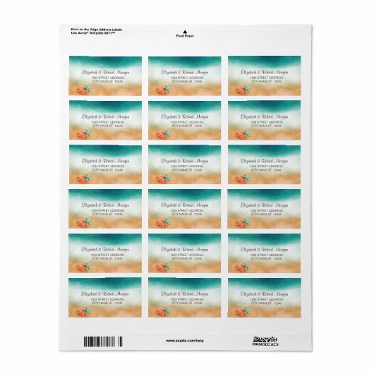 Beach Wedding Starfish Weddenschap Label (Full Sheet)