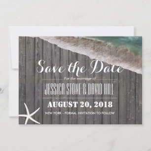 Beach Wedding Starfish Wood Save the Date