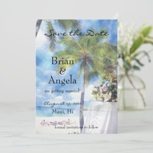 Beach Wedding STD-aankondiging Kaart (Staand voorkant)