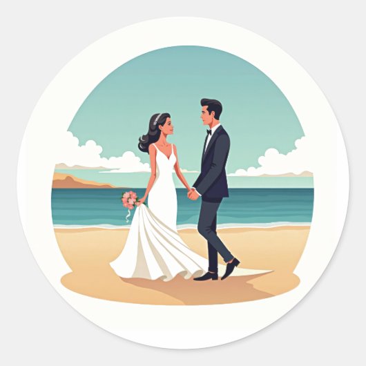 Beach Wedding Sticker (Voorkant)