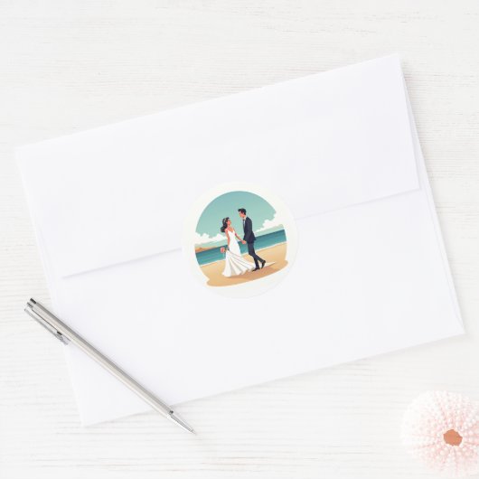 Beach Wedding Sticker (Envelop)