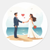 Beach Wedding Sticker (Voorkant)