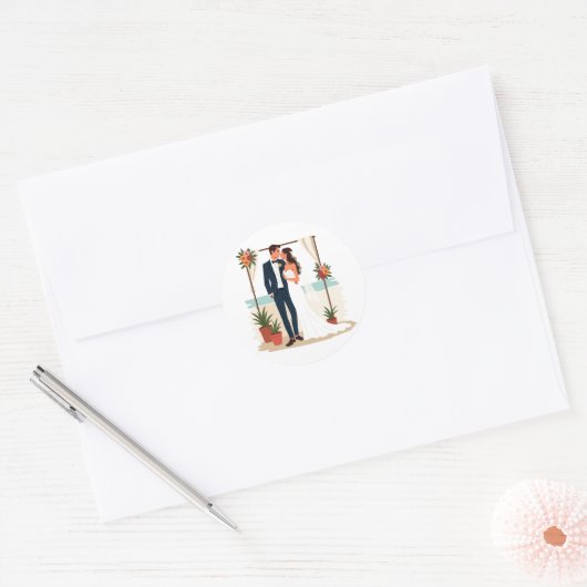 Beach Wedding Sticker (Envelop)