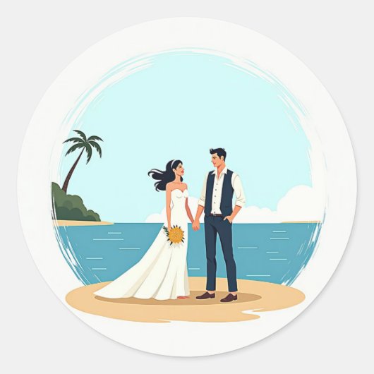 Beach Wedding Sticker (Voorkant)