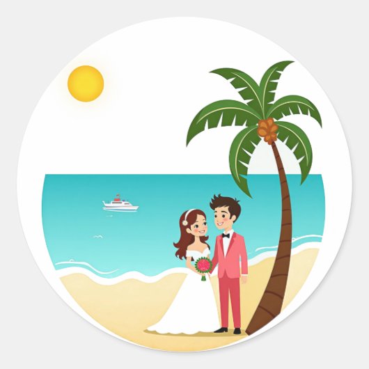 Beach Wedding Sticker (Voorkant)
