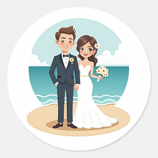 Beach Wedding Sticker (Voorkant)