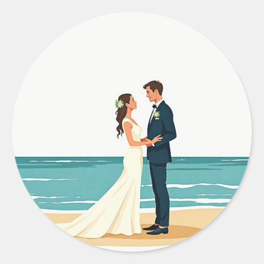 Beach Wedding Sticker (Voorkant)